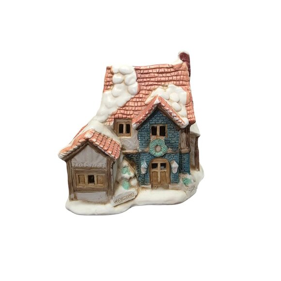 Vintage Porcelain Toy Shop Christmas Village Lighted Display With Snowy Roof & F - Picture 8 of 10